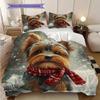 Yorkshire Terrier Pattern Bedding Quilt Set Quilt Cover Pillowcase Home Decoration Birthday Gift (1 * Duvet Cover + 2 * Pillowcase, Without Core)
