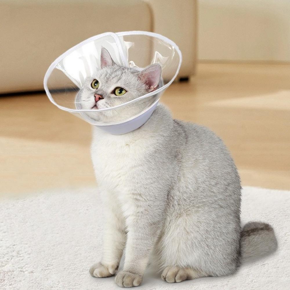 Clear Cat Recovery Cone Collar Soft Cat Elizabethan Ring Reusable Pet Protective Collar  for Neck