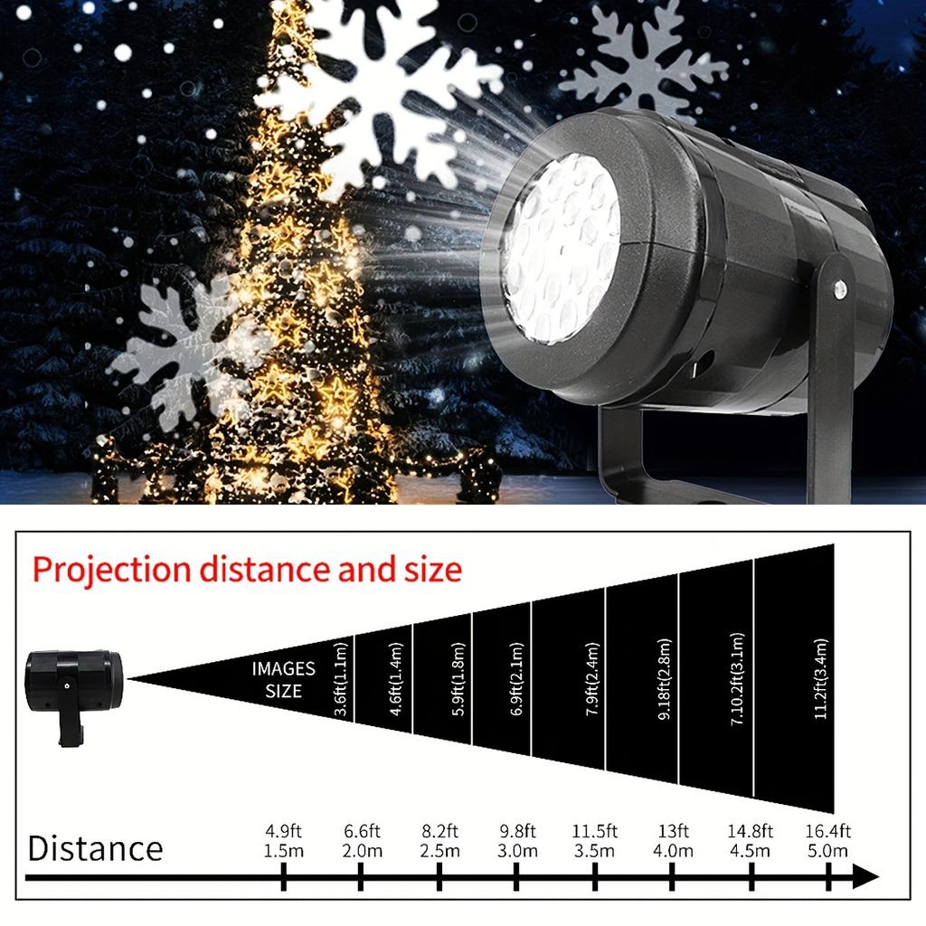 USB Powered Snowflake Projector Light White Snow Pattern Rotating LED Stage Lamp for Holiday Party Christmas Decor New Year Gift