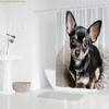 1pc Chihuahua Puppy Shower Curtain - Adorable Small Dog Portrait with Expressive Eyes, Soft Beige & White Polyester Fabric, 70