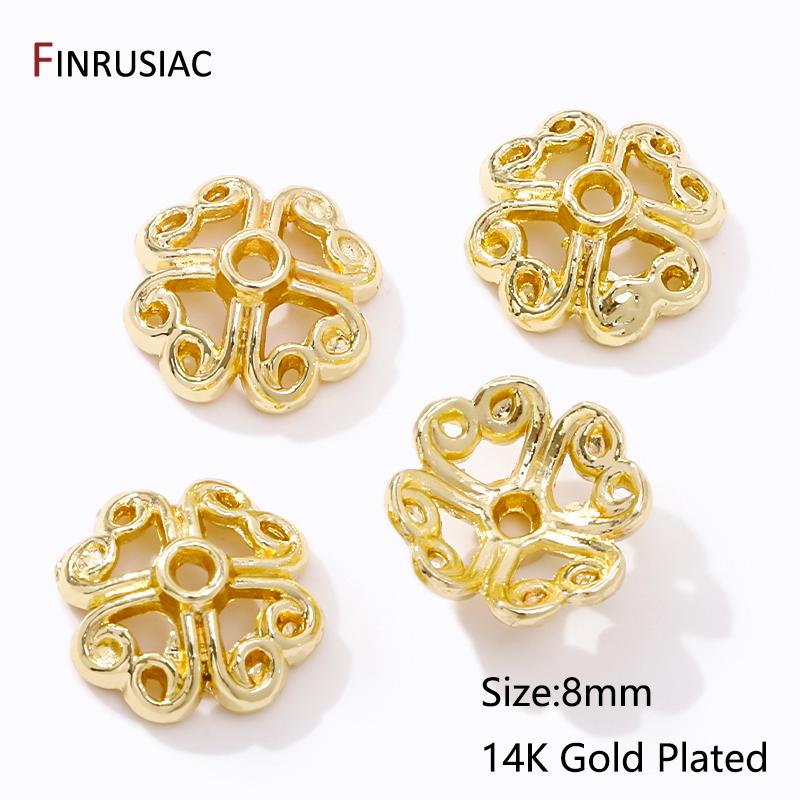 Wholesale Trendy Hollow Flower Beads End Caps,14K/18K Gold Plated Brass Bead Caps For DIY Bracelet Necklace Making Accessories