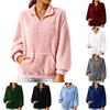 Women's Turtleneck Zip-Neck Long Sleeve Loose Fit Casual Pullover Top