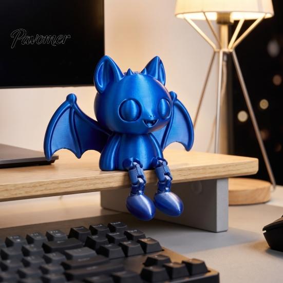 Spooky Atmosphere Decor 3D Printed Articulated Bat Figurine, Flexible Cartoon Ornament with Halloween Desk Decoration Movable Joints, Desktop
