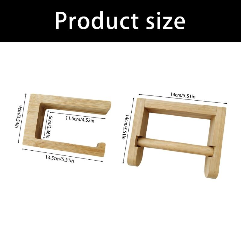 Wooden Tissue Roll Stand For Bathroom Office Durable Bamboos Construction Easy Holds 6Kg Stress Freely