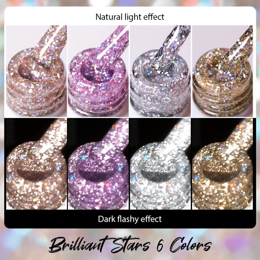 2025 Sparkling Stars Gel Nail Polish: Trendy, Super Shiny, Glittery, Internet-Popular Style for Nail Salons