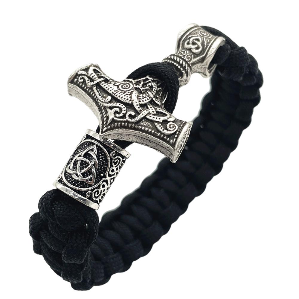 Nostalgia Thor Hammer Viking Bracelet Rune Charms Bead Jewelry For Women Men Norse Vikingo Bangle Dropship