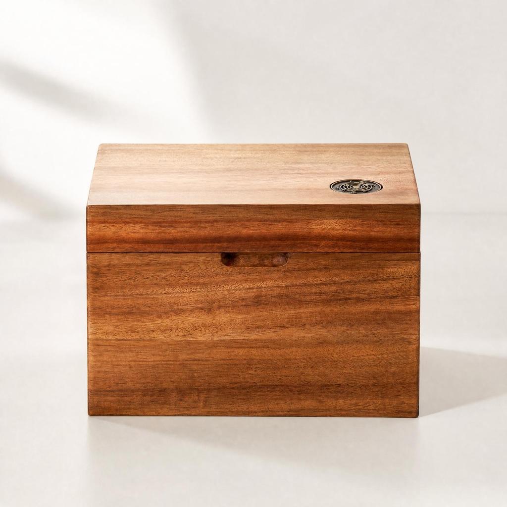 Square Wooden Organizer Box Natural Grain for Bedroom