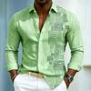 Herrenhemd mit geometrischem Musterdruck, Langarmhemd für Herren, Schwarzes Slim Fit Hemd, Modisches Design, Herrenbekleidung