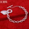 925 Sterling Silver Double Heart Bracelet Wedding Gift Jewelry