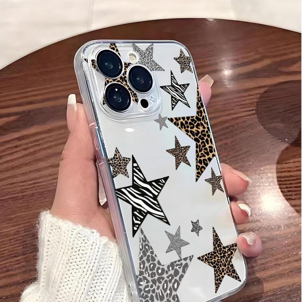 iPhone 14/15/16/17 Pro Max Colorful Star Drop-Proof Transparent Case