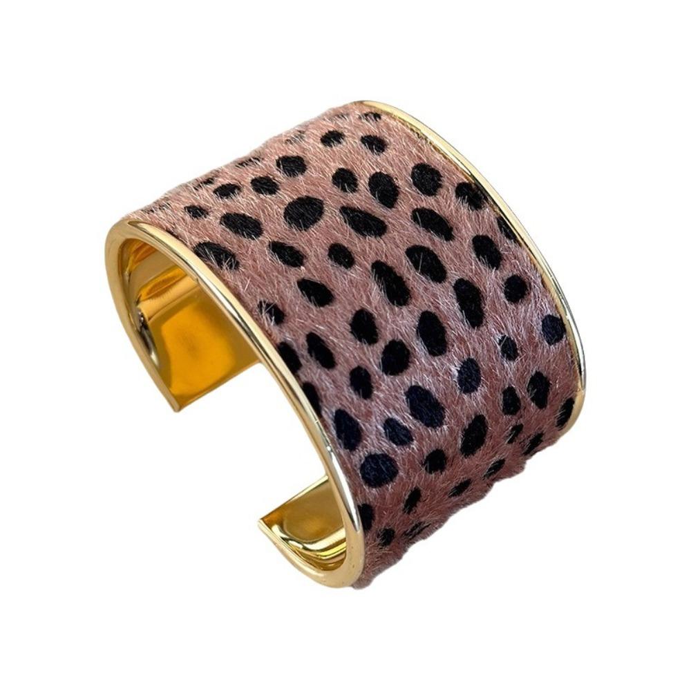 Metal Wide Bangle Leopard Print Bangles Alloy Jewelry Wide Cuff Bracelets  American Style