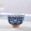 Vintage Master Cup, 1 Blue and White Porcelain Teacup, Small Tea Bowl, Ceramic Kung Fu Set, Gold Edged Tea Bowl, Single Cup