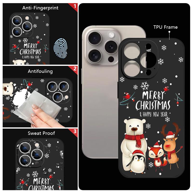 Cute Snowfield Pattern TPU Soft Silicone Case For iPhone 17 Pro Max 16E 16 15 14 13 Pro Max 12 Pro 11 Shockproof With Lanyard Phone Cover Fundas