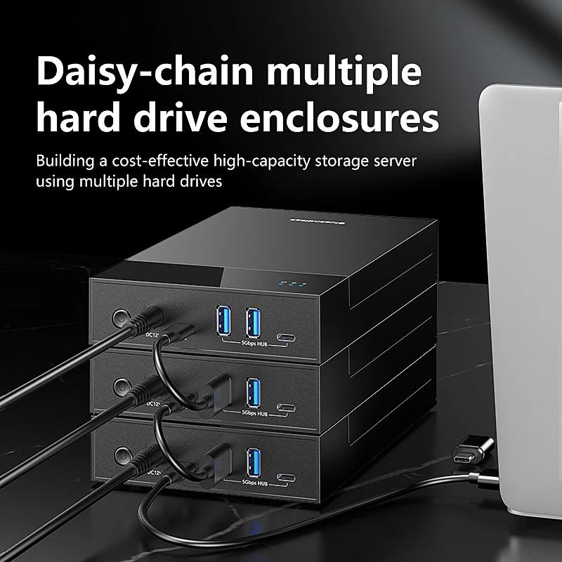 2.5/3.5 Inch HDD/SSD Enclosure USB3.0 HUB Support 20TB USB Ports External Hard Drive Box for 3.5 2.5 Inch SATA SSD HDD Case