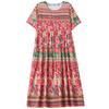 Elegant Women's Summer Dress Loose Short Sleeve Plus Size Casual Long Dresses Vintage Clothes