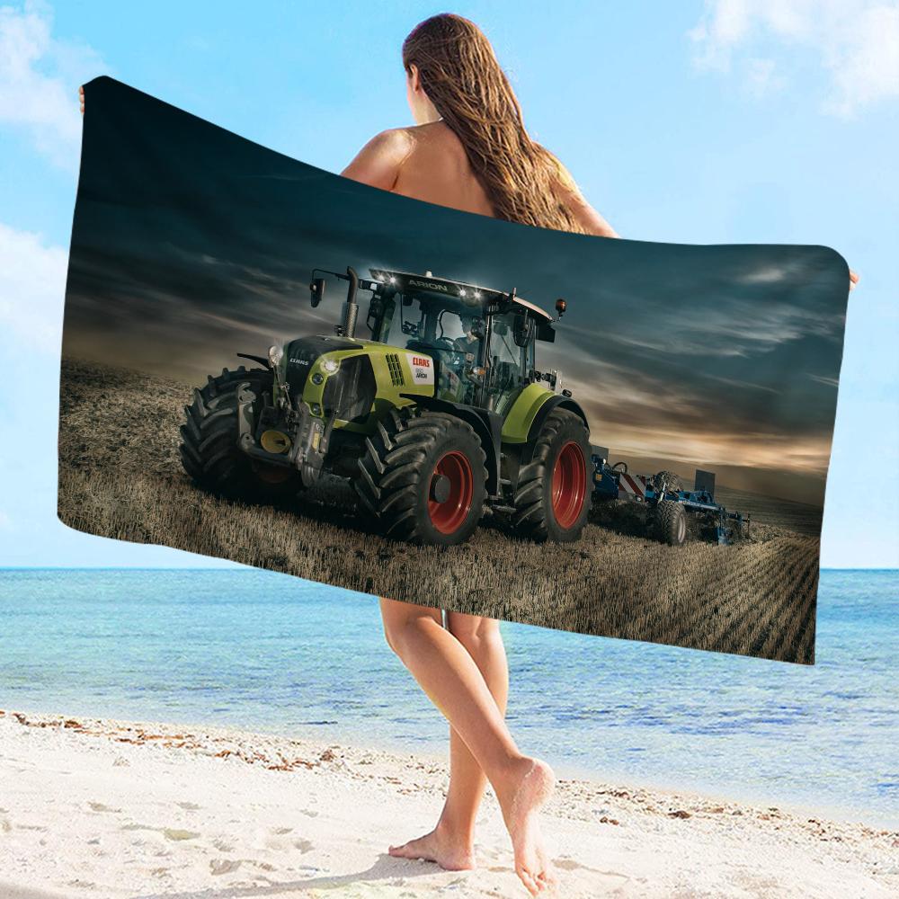 Auto Traktor Handtuch Mikrofaser Strandhandtuch Saugfähig Schnelltrocknend Weich Yoga Schwimmen Resort Bergsteigen Handtuch