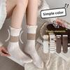 Female Spring and Autumn Cloth Label Lace Wicking Breathable Deodorant In The Tube Pile Pile Cotton Socks