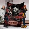 Custom Name Elvis Roses Car. Flannel Fleece Blanket Cozy Warm Throw Blanket For Couch Bed Travel All Season Use