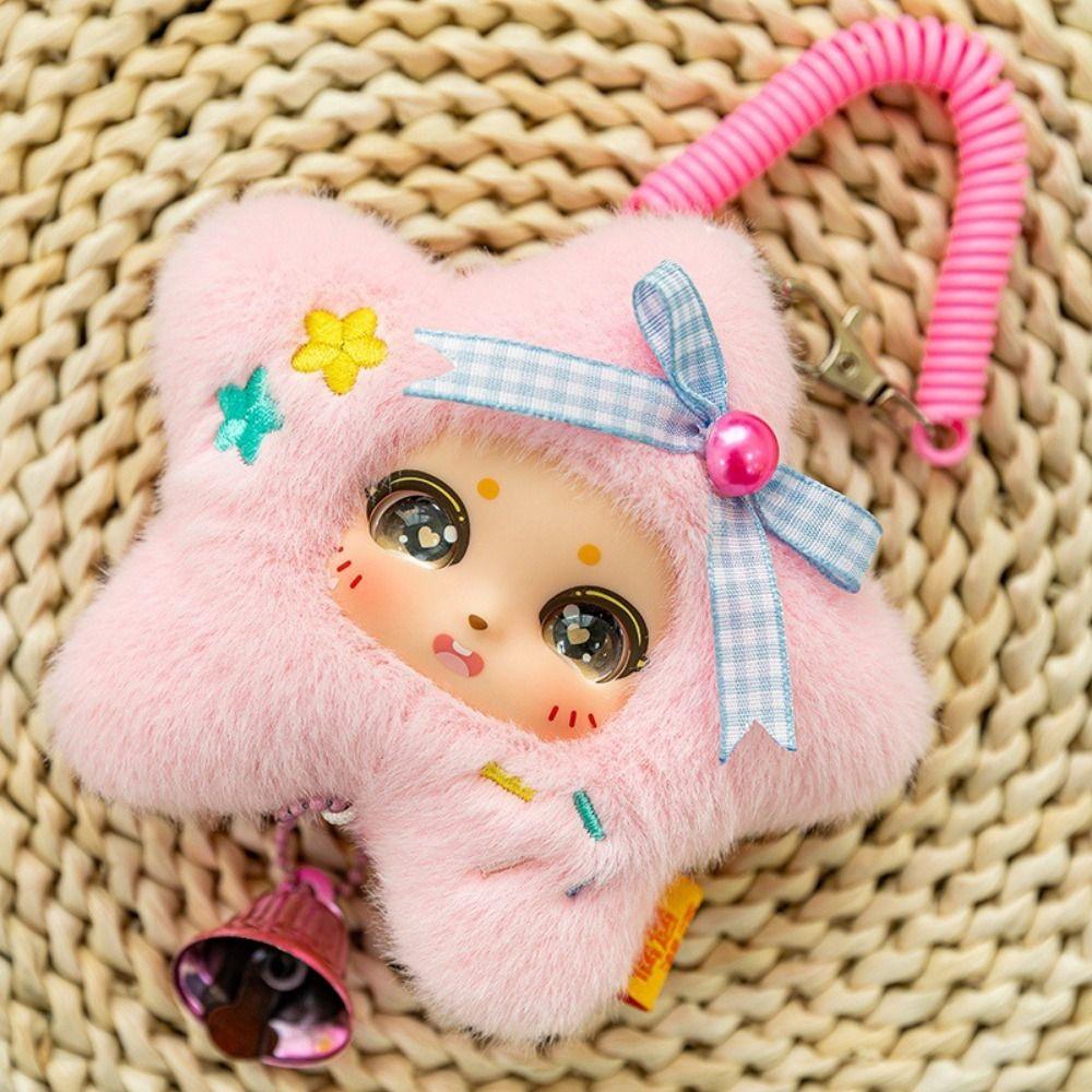 Cartoon Design Lucky Star Plush Keyring Rubber Plush Face Doll Stuffed Plush Toy  Kids