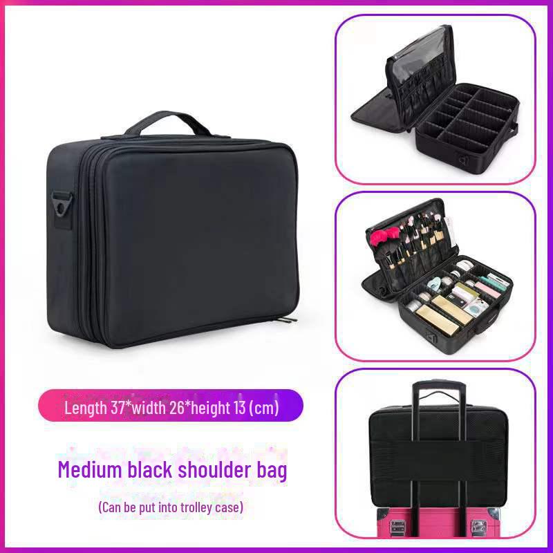 Three-Layer Waterproof Makeup Artist Travel Case: Portable Cosmetic Storage Bag