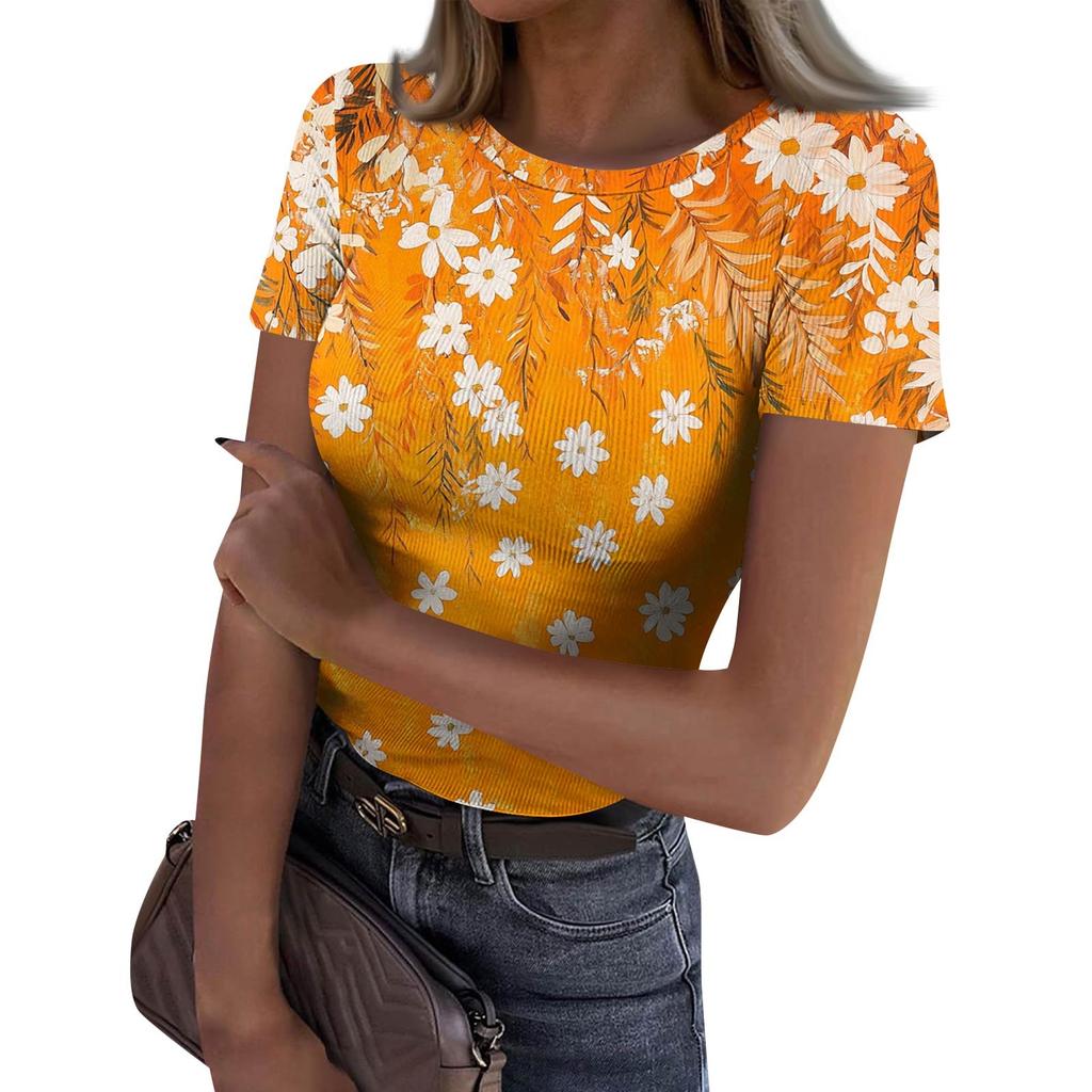 Dames Slim Fit T-shirt Mode Casual Ronde Hals Pullover Korte Mouw Top