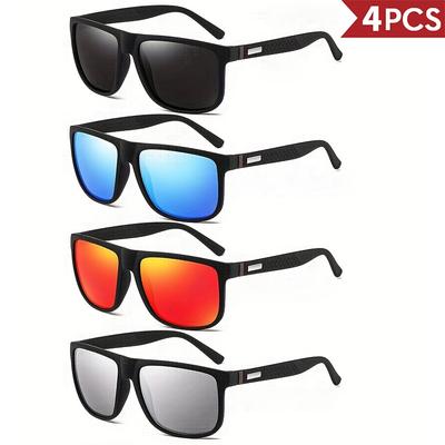 1-4Pcs Vintage Square Sunglasses Men Luxury Brand Designer UV400 Anti-Glare Fishing Driving Eyewear