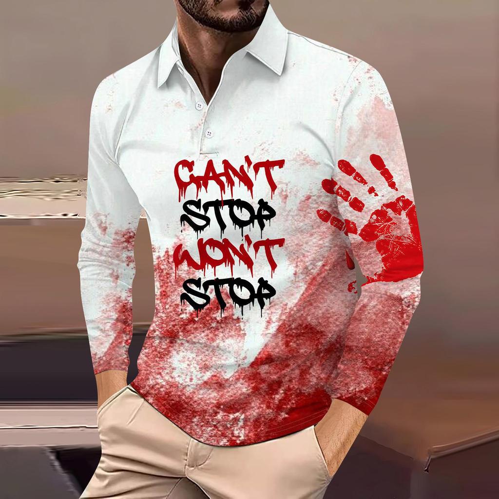 Herren Abstrakt 3D-bedrucktes Lässiges Alltags Langarm Button-Down POLO