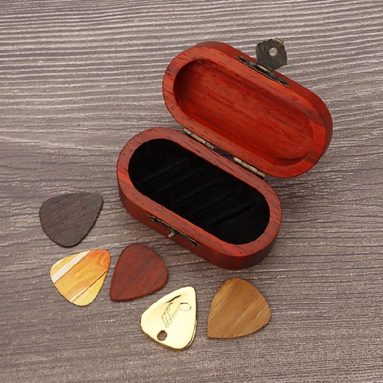 Tragbarer Gitarrenplektrum-Box-Halter mit 5 Gitarrenplektren Holz Gitarrenplektrum-Aufbewahrungsbox Leichtgewichtige Gitarrenplektren-Koffer