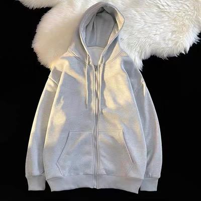 סווטשירט עם קפוצ'ון לנשים רופף מידות גדולות עם שרוולים ארוכים ז'קט קז'ואל דק אופנה רוכסן