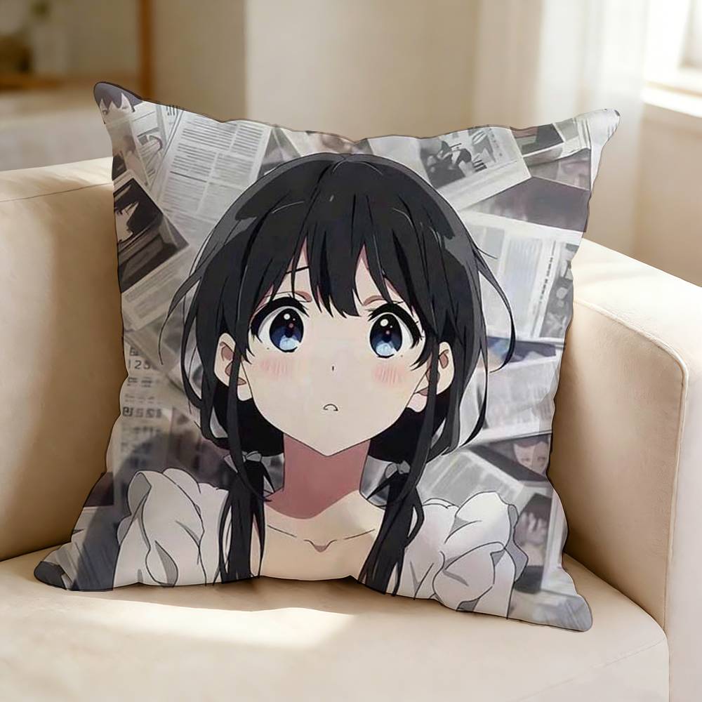 T-Tamako Market Anime K-Kitashirakawa Tamako Pillow Case Square Double-Sided Sofa Cushion Cover Bedroom Bedside Pillow