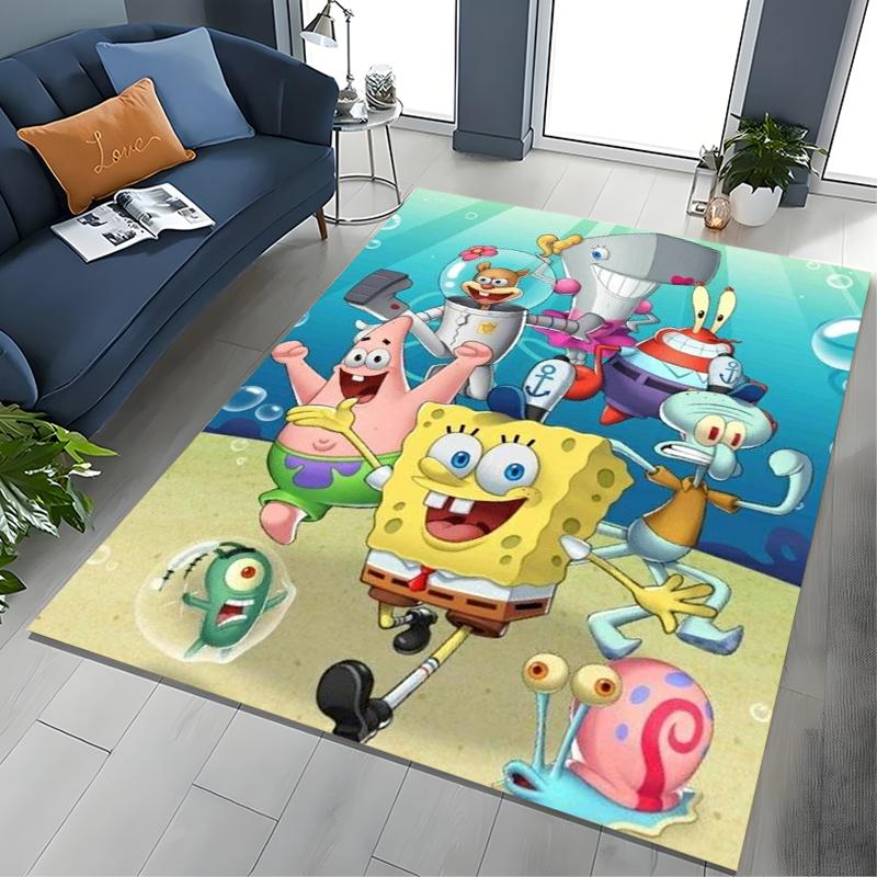 17 Styles Cartoon SpongeBob Print Area Rugs 3D Carpet for Home for Living Room Bedroom Sofa Decor Floor Kids Play Anti-Slip Mats