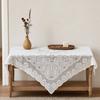 White Lace Tablecloth, Square Scalloped Floral Lace Doily, Elegant Vintage Table Cover for Nightstand End Table Tea Party Home Decor