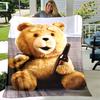 1pc Blanket Cartoon Teddy Bear Ted1 Print Design, Lightweight Blanket for Sofa, Bed- Soft &Warm, Gift for All Seasons Like Christmas, Halloween