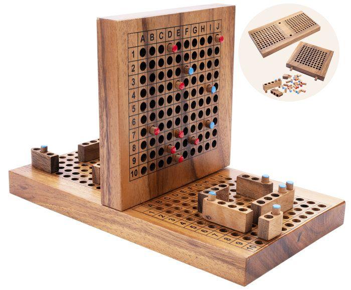 Seeschlacht aus Holz – Traditionelles ökologisches Holzspiel – Strategiespiel – Brettspiel – 350430 – 2 Spieler – ab 6 Jahren
