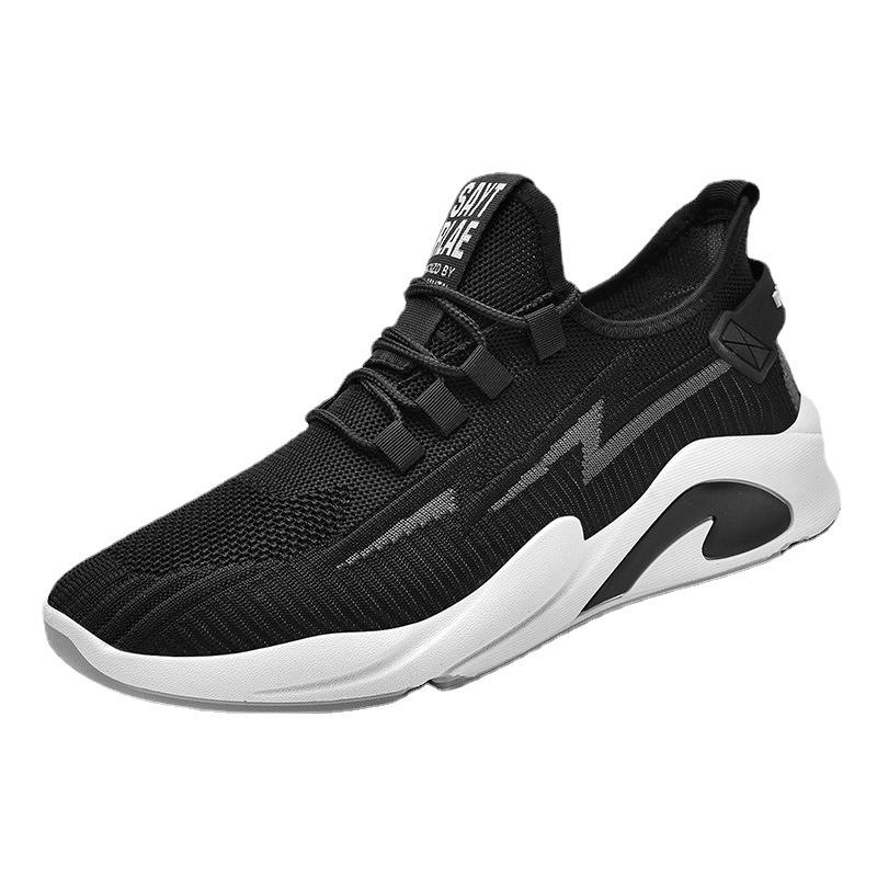 2025 Summer New Men's Shoes Fashion Trend Fly-woven Breathable Casual Shoes Lace-up Soft-soled Running Sports Shoes Men