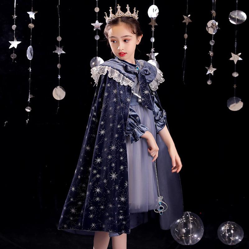 Halloween & Christmas Elsa Princess Velvet Shawl for Kids