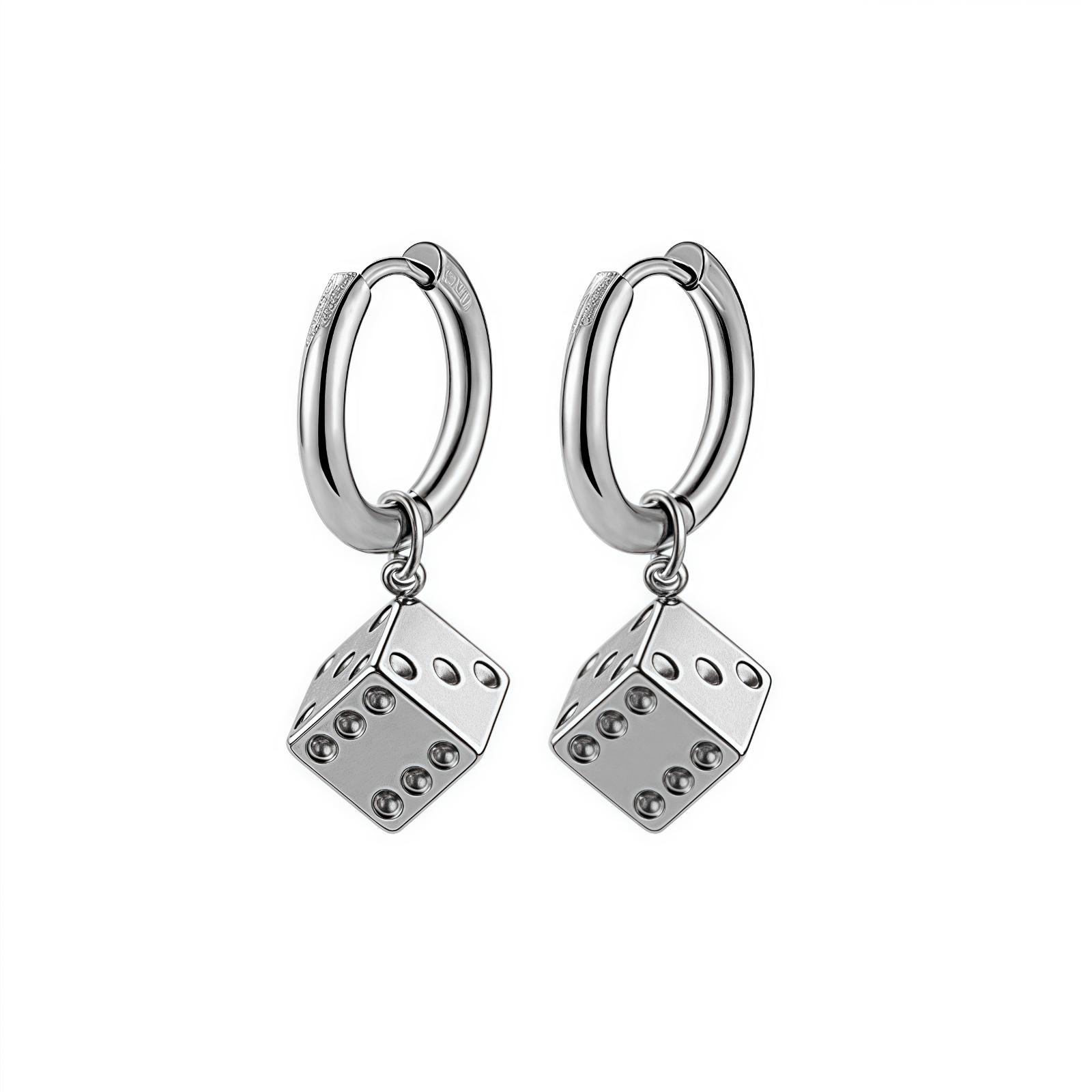 

Dice Square Statement Funny Cool Punk Stainless Steel Black Piercing Hoop Earring for Man Woman Jewelry 2025 Trend New in Decor