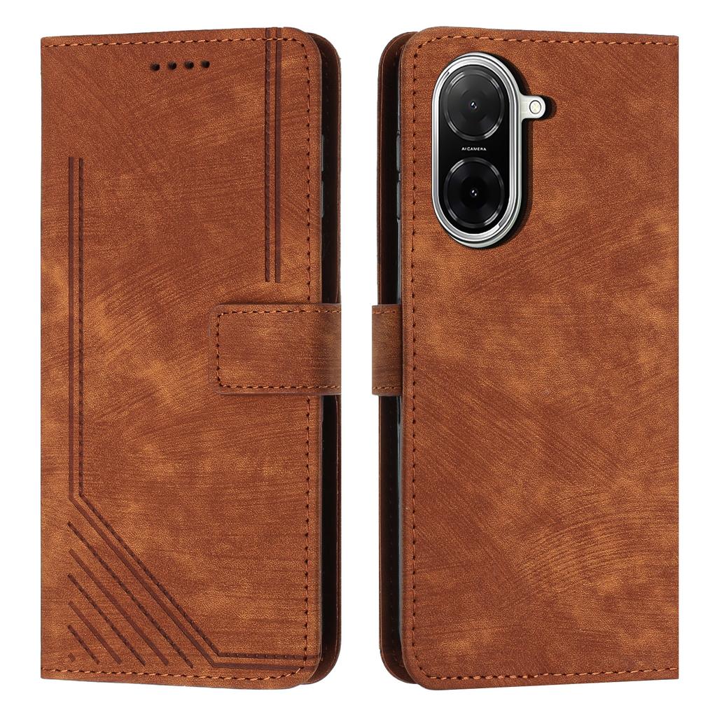 Wallet Case for Xiaomi Redmi A5 4G (171.7mm)/Poco C71 4G Imprinted Lines Leather Phone Cover with Stand