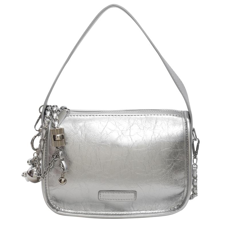 Women's chain crossbody bag  popular silver bag  single shoulder  small square bag  summer  everything