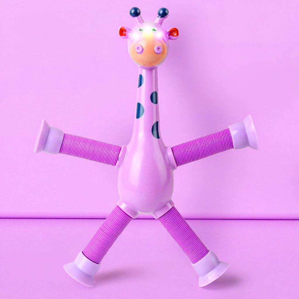Novelty Giraffe Cartoon Telescopic Tube Educational Plastic Stress Relief Toy with Suction Cup Variable Shape for Child Gifts