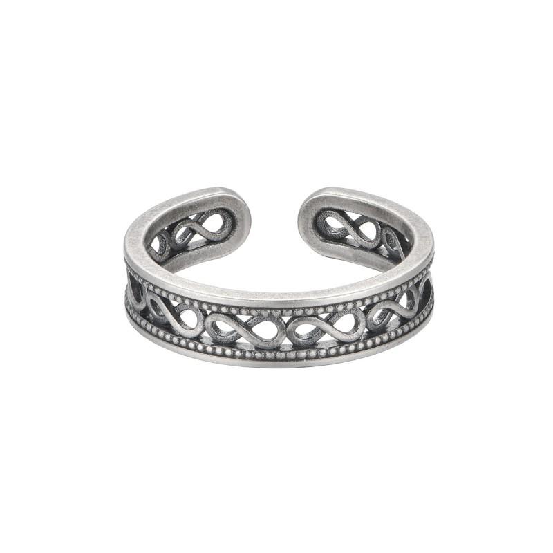 Adjustable Open Ring With Geometric Infinity Cutout Design Unisex Vintage Style Plated Band Adjustable Open Band