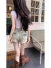 Spicy Girl 2024 High-Waisted Retro A-Line Denim Shorts for Women: Slimming, Super Short Summer Hot Pants