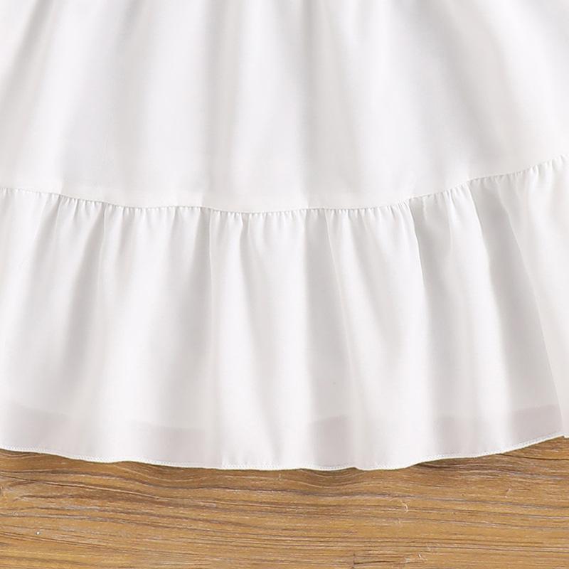 Girls' Outfit Children's Clothing Autumn New Style Turn-Down Collar Solid Color Long Sleeve Dress Beaded Vest