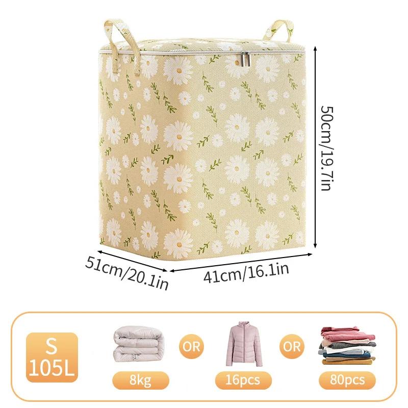 Clothes Storage Bag Pouch Foldable Quilt Clothes Organizer  Non-woven Large Capacity Wardrobe Clothing Storage Organizer