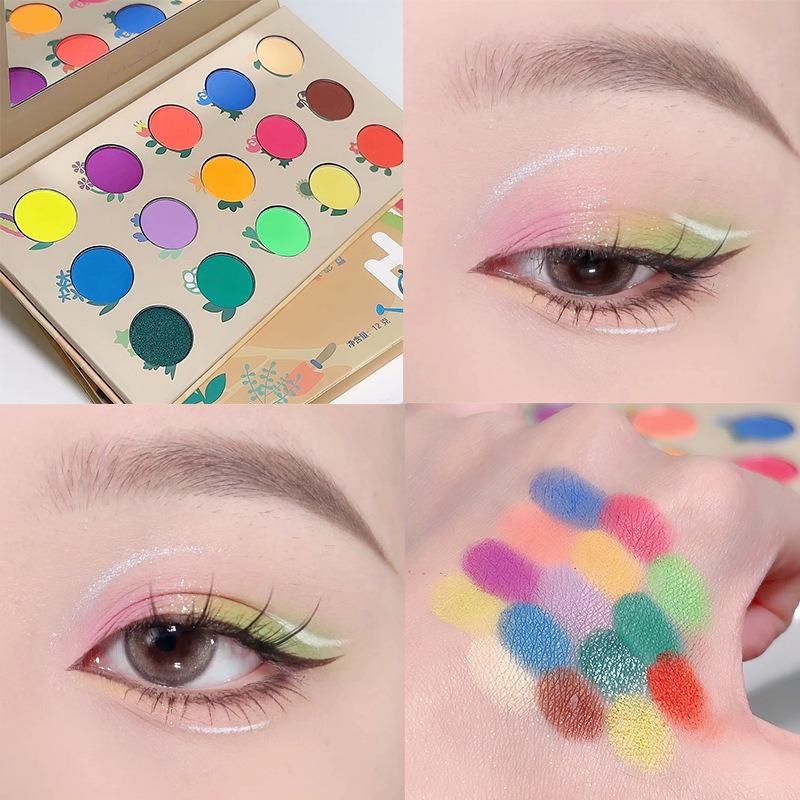 Dopamine 15 Colors Eyeshadow Palette Cool Sense of Rainbow Stage Makeup Cos Play Makeup Pearl Matte Student Makeup Eyeshadow Palette
