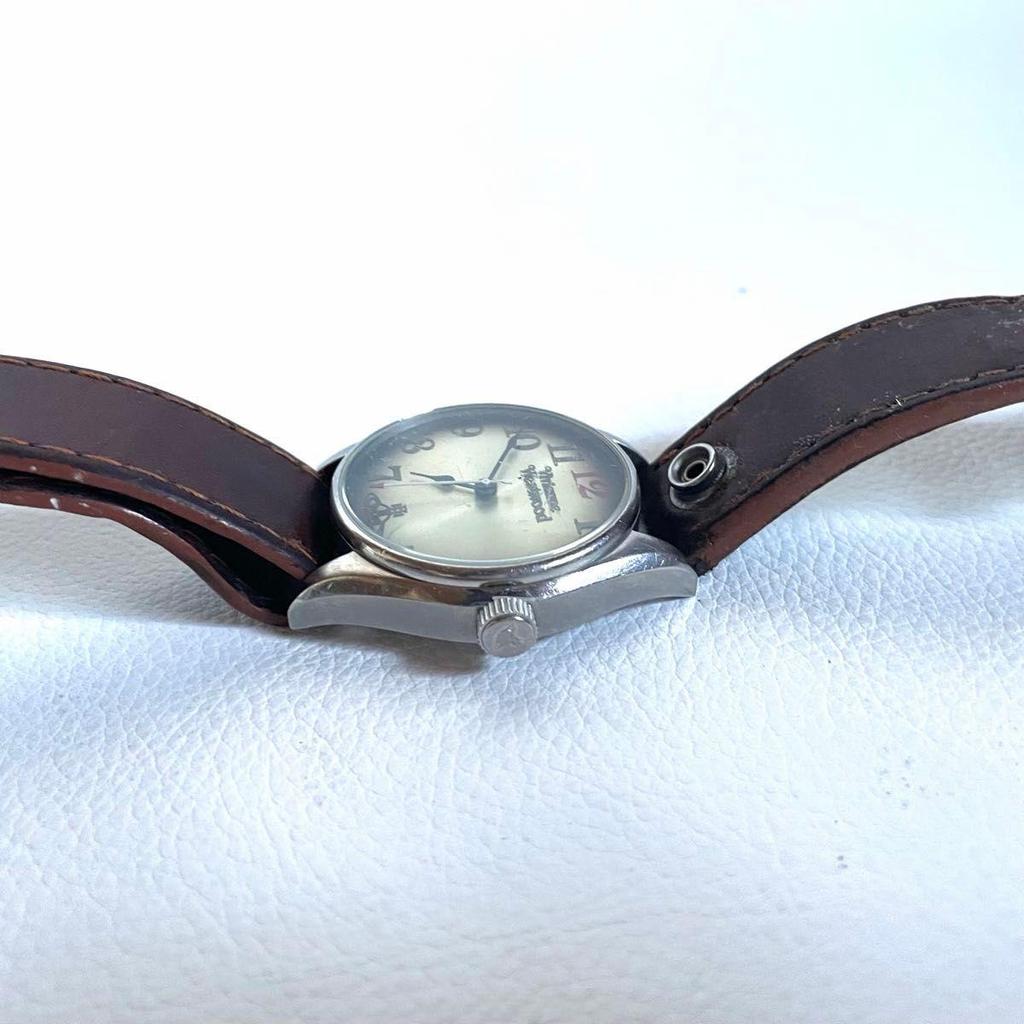 Used Vivienne Westwood TIME MACHINE Watch Brown Leather Unisex Genuine Leather Strap With Box Sold Out