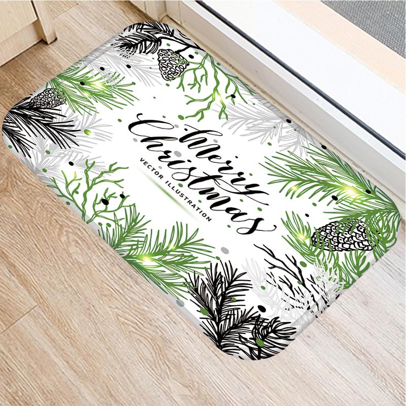 Merry Christmas and New Year Home Decoration Entrance Door Mat Bathroom Kitchen Non-Slip Floor Mat Living Room Hallway Carpet