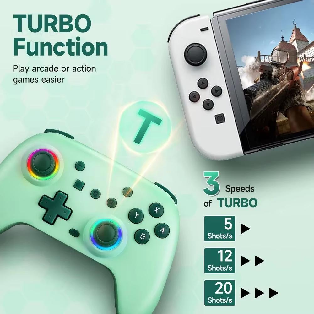RGB Wireless BT Controller for Nintendo Switch2/OLED/Lite Gamepad for Android Phone/PC Joystick/TV Box/Steam with Turbo Function