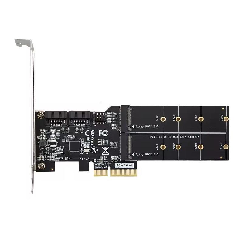 

TXB120 2x SATA3.0 Adapter Card PCIE3.0 X4 to 2-port M.2 (B-Key) Expansion Card As Shown A