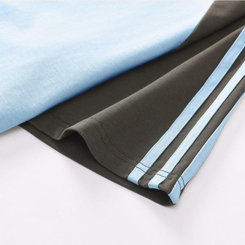 Women Summer Loose Cotton Tshirt Chinese Style Contrast Color Short Sleeve Tops